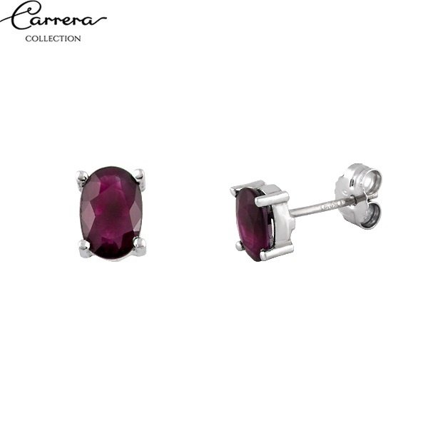 Pendientes Rubí Oval Oro Blanco