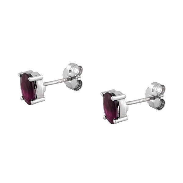 Pendientes Rubí Oval Oro Blanco - Imagen 5