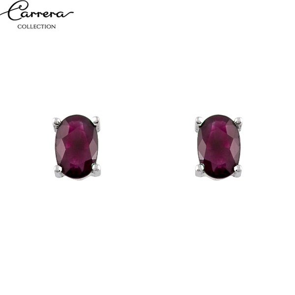 Pendientes Rubí Oval Oro Blanco - Imagen 3