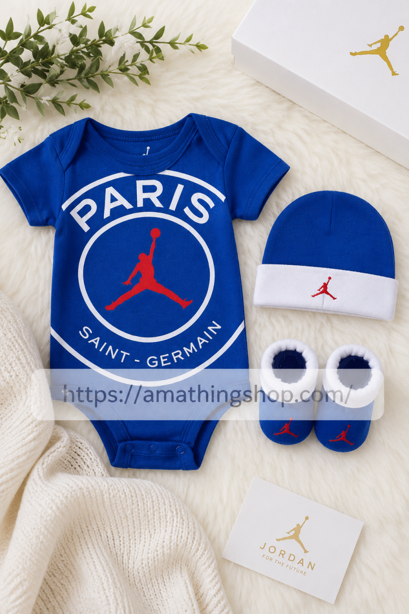 NIKE – Conjunto Bebé Nike Air Jordan x PSG 3 Piezas Azul NJ0327-U89 - Imagen 4