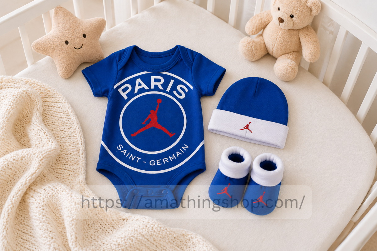 NIKE – Conjunto Bebé Nike Air Jordan x PSG 3 Piezas Azul NJ0327-U89 - Imagen 6