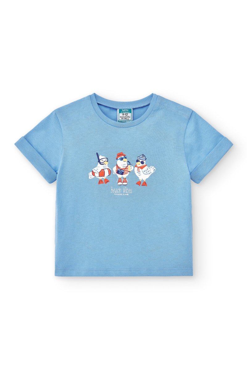 Conjunto niño camiseta azul y bermuda de rayas - Imagen 5