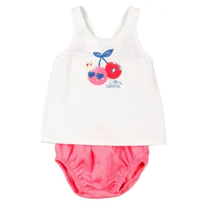Conjunto de bebé blanco y rosa