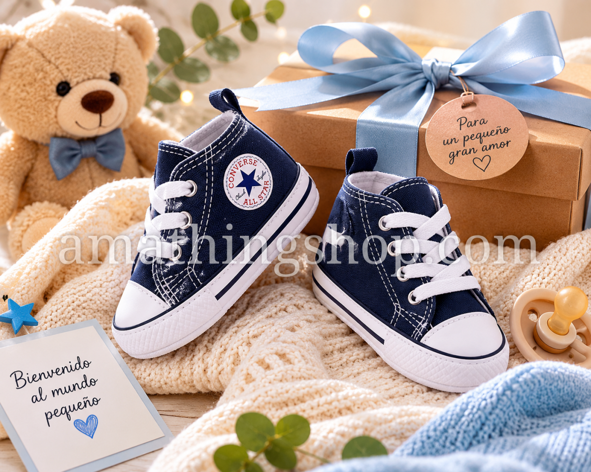 CONVERSE – Zapatillas Baby All Star First Star Hi Navy Bebé Azul Vaquero 88865 Edición Limitada - Imagen 5