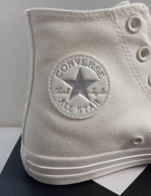 CONVERSE- Zapatillas Converse Chuck Taylor All Star High Blanca Mujer 39 Flores Plata Lona - Imagen 7
