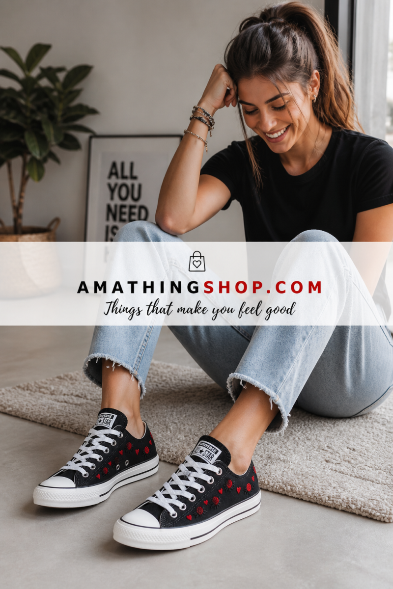 CONVERSE – Converse Chuck Taylor Negras con Corazones Mujer San Valentín - Imagen 7