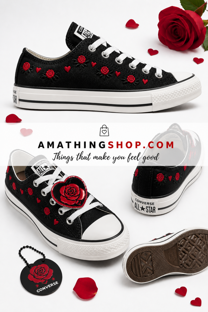 CONVERSE – Converse Chuck Taylor Negras con Corazones Mujer San Valentín - Imagen 6