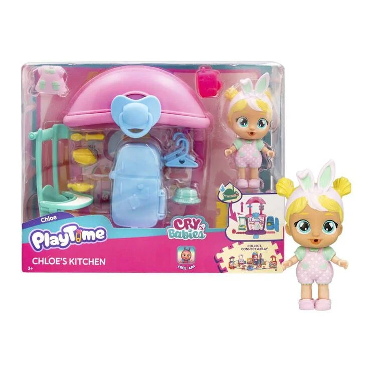 CRY BABIES – Bebés Llorones Playtime La Cocina de Chloe con Muñeca Exclusiva y 14 Accesorios