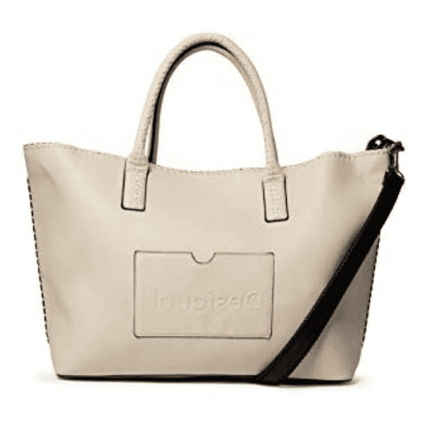 DESIGUAL – Bolso Desigual Alola Holbox grande beige con mensaje LOVE - Imagen 7