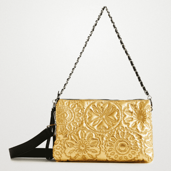 DESIGUAL – Bolso Desigual Big Big Dortmund Dorado Mujer | Bandolera Glamour Edición Limitada 21WAXAA8