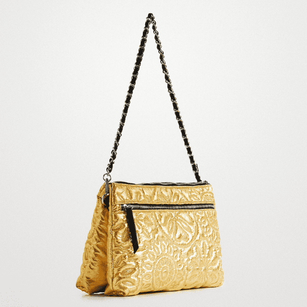 DESIGUAL – Bolso Desigual Big Big Dortmund Dorado Mujer | Bandolera Glamour Edición Limitada 21WAXAA8 - Imagen 4