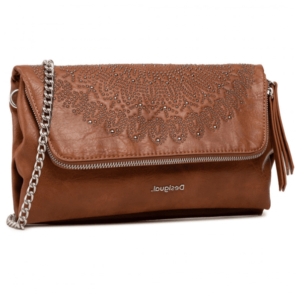 DESIGUAL – Bolso Desigual Mujer Marrón Bandolera Venecia Tachas - Imagen 3
