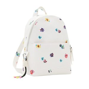 DESIGUAL – Mochila Desigual Mini Fresia Blanca con Flores – Pequeña y Elegante 23SAKP34