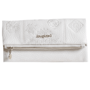 DESIGUAL – Monedero Desigual Alegria Rocio Blanco Mujer Cartera Grande Cremallera