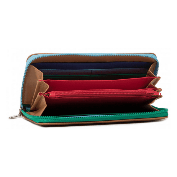 DESIGUAL – Monedero Desigual Mujer Marrón Intra Zip Around 20SAYP22 Cartera Larga Multicolor - Imagen 4