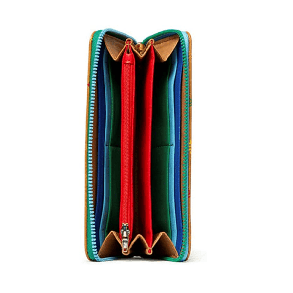 DESIGUAL – Monedero Desigual Mujer Marrón Intra Zip Around 20SAYP22 Cartera Larga Multicolor - Imagen 5