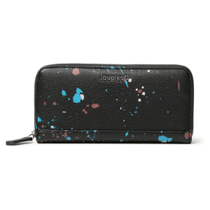 DESIGUAL – Monedero Desigual Sky Splatting Negro Mujer Zip Cartera Larga 20WAYP44