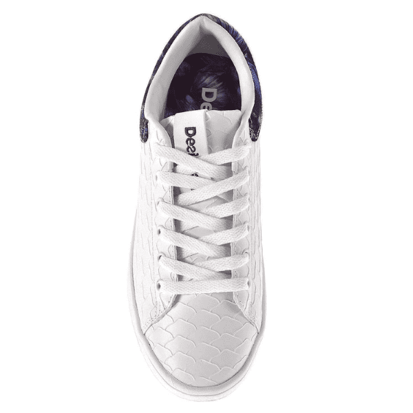 DESIGUAL – Zapatillas Desigual Retro Court Atlantis Blancas Mujer 18SUKO01 Sneakers Casual Urbanas - Imagen 5