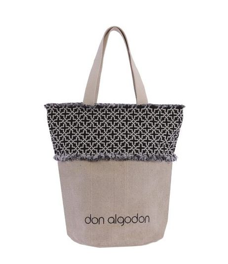 Bolso tipo shopper DON ALGODON rafia combinado - Imagen 2