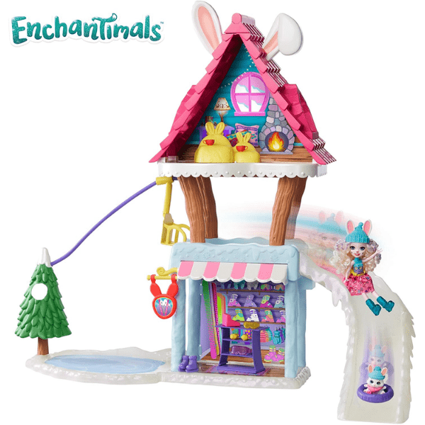 ENCHANTIMALS – Chalet de Esquí GRW92 con Muñeca Bevy Bunny y Jump – 5 áreas de juego - Imagen 3