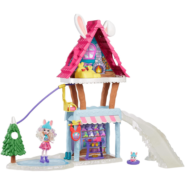 ENCHANTIMALS – Chalet de Esquí GRW92 con Muñeca Bevy Bunny y Jump – 5 áreas de juego - Imagen 4