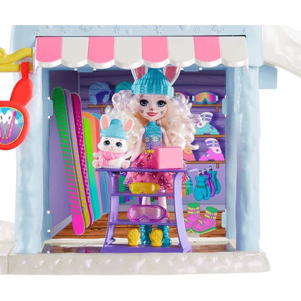 ENCHANTIMALS – Chalet de Esquí GRW92 con Muñeca Bevy Bunny y Jump – 5 áreas de juego - Imagen 6