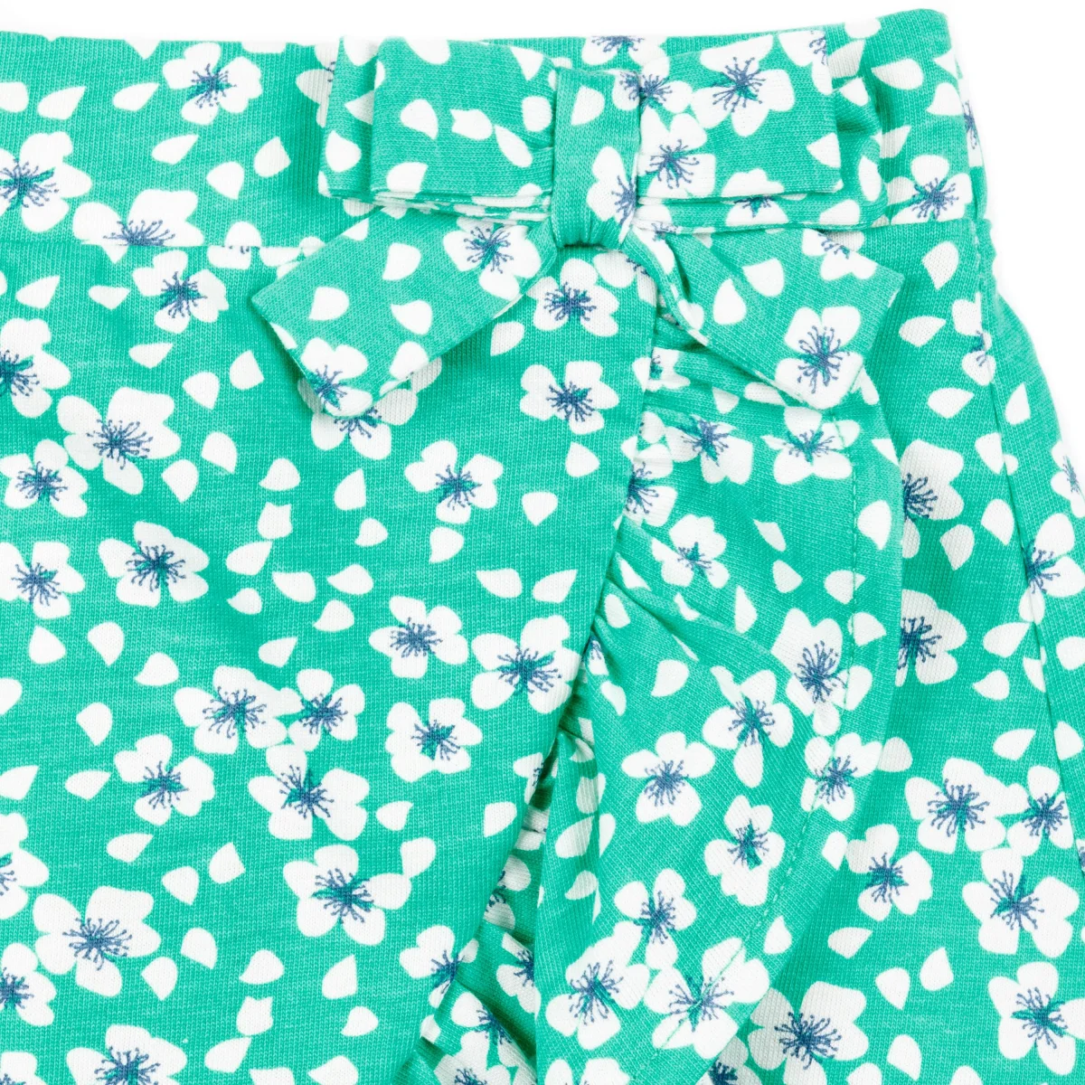 Falda niña verde floral con volante - Imagen 6
