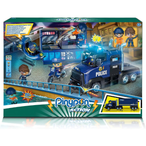 FAMOSA – Pinypon Action Súper Camión de Policía 3 en 1 64 cm con Figuras y Vehículos