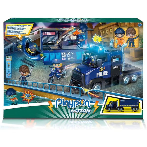 FAMOSA – Pinypon Action Súper Camión de Policía 3 en 1 64 cm con Figuras y Vehículos - Imagen 2