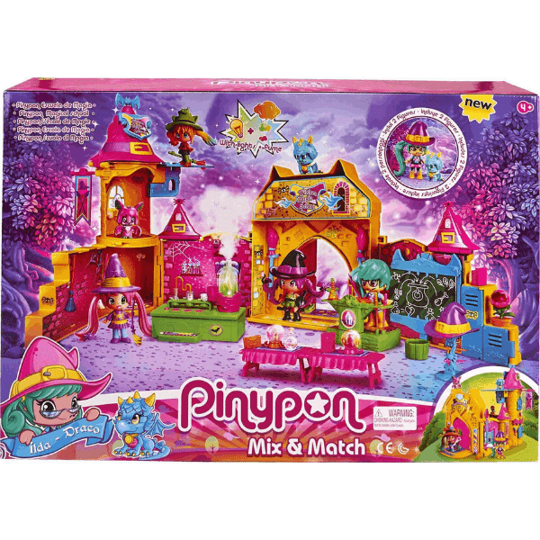 FAMOSA – Pinypon Escuela de Magia Brujitas Famosa 700015074 Luces Humo Dragón Niñas - Imagen 2