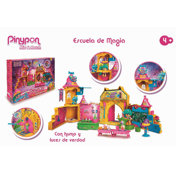 FAMOSA – Pinypon Escuela de Magia Brujitas Famosa 700015074 Luces Humo Dragón Niñas - Imagen 4