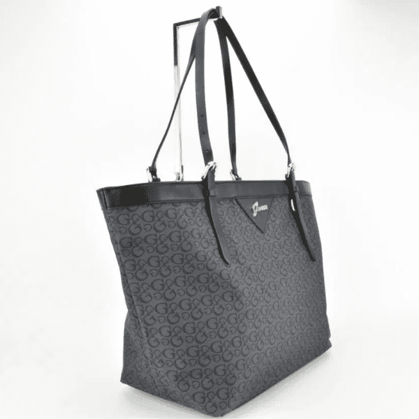 GUESS – Bolso Tote Negro Mujer Grande Logo Dorado Shopper de Hombro - Imagen 3
