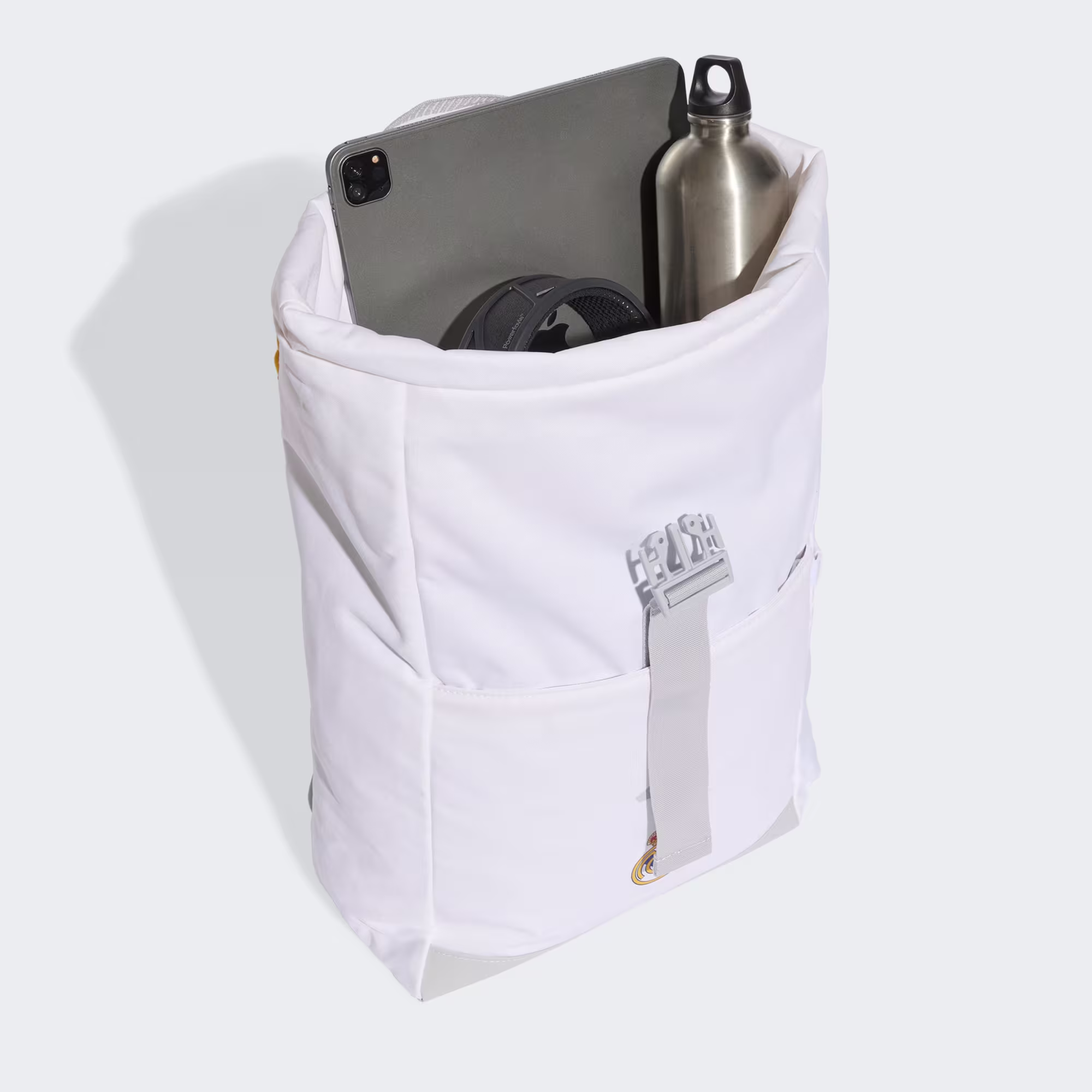 ADIDAS – Mochila adidas Real Madrid Blanca Original JN4150 Roll Top 26,9L Universidad Gimnasio Viaje - Imagen 6
