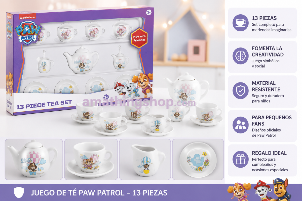 PAW PATROL – Juego de Té 13 Piezas Patrulla Canina Infantil 3+ - Imagen 6