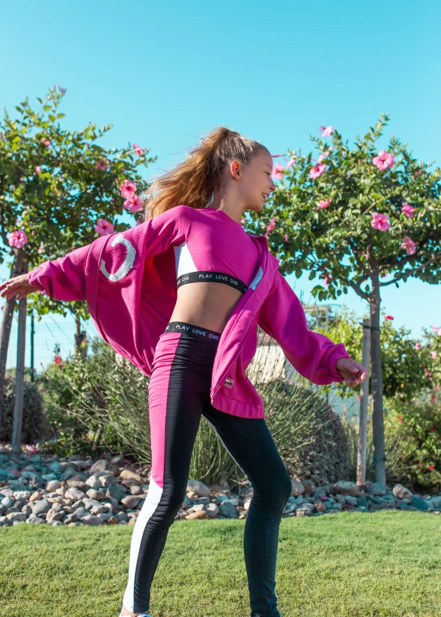 Legging de niña negro y rosa CHG | Cintura elástica - Imagen 4