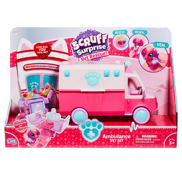 LITTLE LIVE PETS – Scruff Surprise Vet Rescue Ambulancia Playset Niña 5+ Mascota Exclusiva