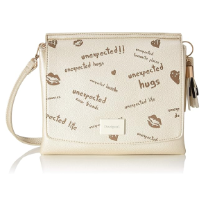 DESIGUAL – Bolso Bandolera Desigual Mujer Beige Dorado Ligero para Viajar y Día a Día