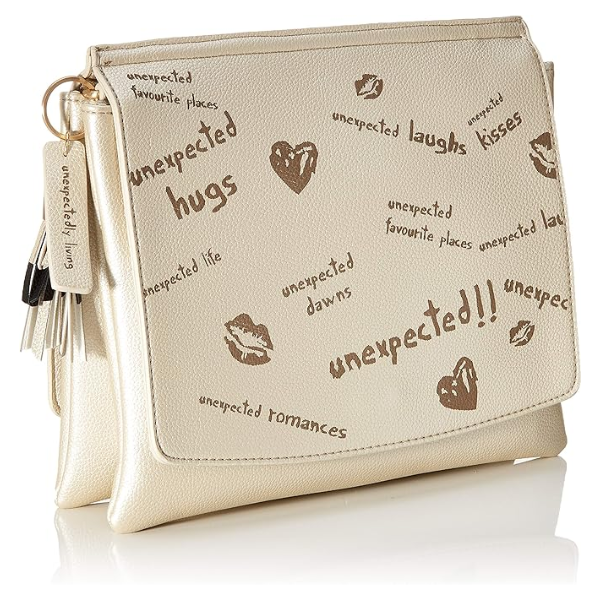 DESIGUAL – Bolso Bandolera Desigual Mujer Beige Dorado Ligero para Viajar y Día a Día - Imagen 3