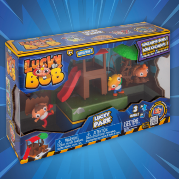 LUCKY BOB – Figuras Playset Parque 3 Bobs Serie 1. 3 Figuras Exclusivas y Accesorios