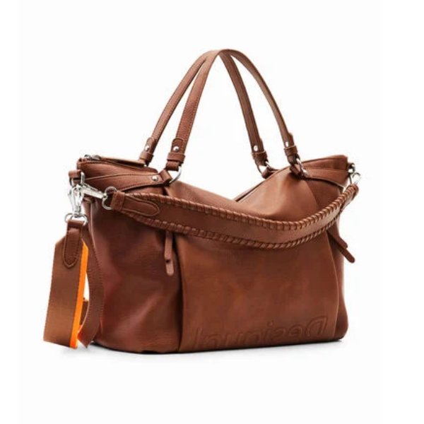 DESIGUAL – Bolso Mujer Shopper Bag Half Logo 23 Libia 2.0 Marrón Grande Mujer Shopper Regalo - Imagen 2