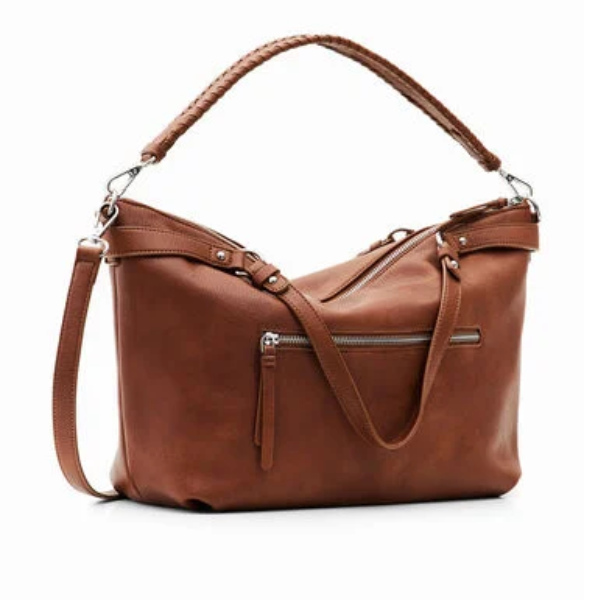 DESIGUAL – Bolso Mujer Shopper Bag Half Logo 23 Libia 2.0 Marrón Grande Mujer Shopper Regalo - Imagen 4