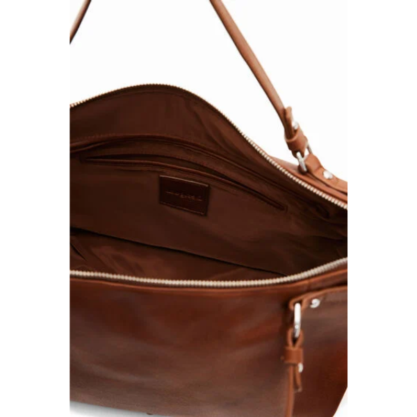 DESIGUAL – Bolso Mujer Shopper Bag Half Logo 23 Libia 2.0 Marrón Grande Mujer Shopper Regalo - Imagen 6