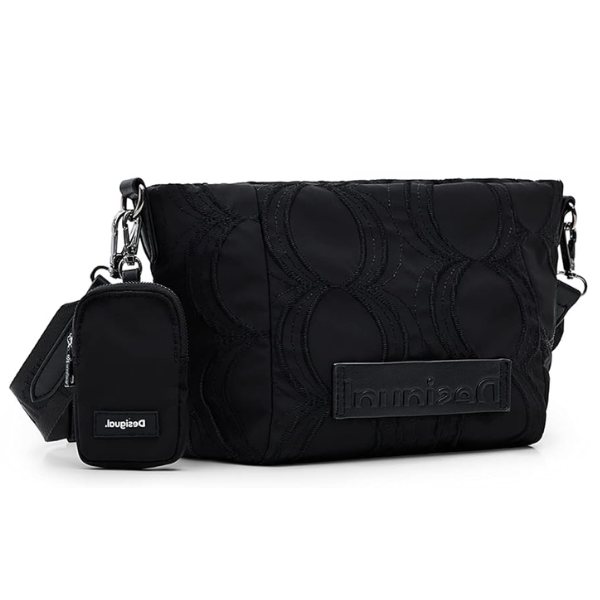 DESIGUAL – Bolso Bandolera Bag Bubbles Amber Negro Pequeño 22WAXA75 Negro Elegante Versátil - Imagen 3