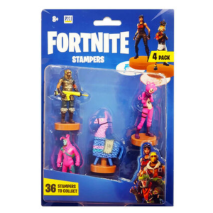 FORNITE – Fortnite Stampers Pack 4 Figuras 7 cm con sello integrado – Serie 1 modelo surtido