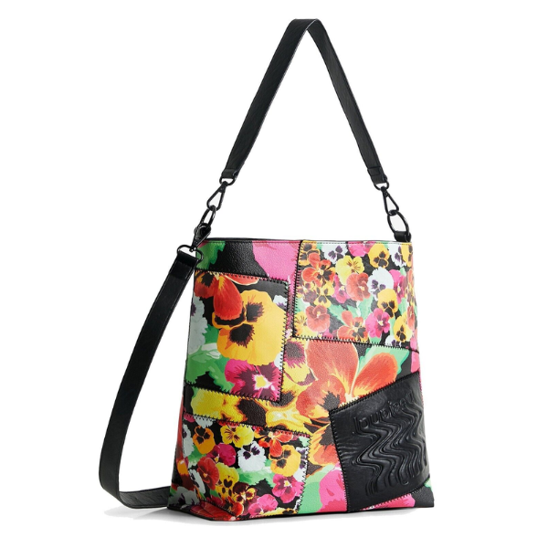 DESIGUAL – Bolso Bandolera Desigual Mika Butan Floral Mujer Grande Patchwork Shopper Multicolor - Imagen 3