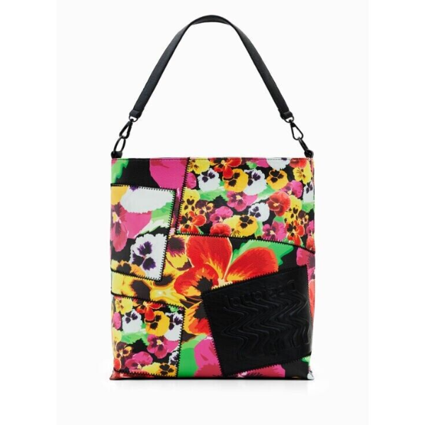 DESIGUAL – Bolso Bandolera Desigual Mika Butan Floral Mujer Grande Patchwork Shopper Multicolor - Imagen 6
