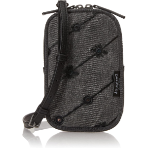 DESIGUAL – Monedero Cartera Billetera Desigual de Mujer Gris Ojo de Tigre Denin Sofia con Correa para Colgar