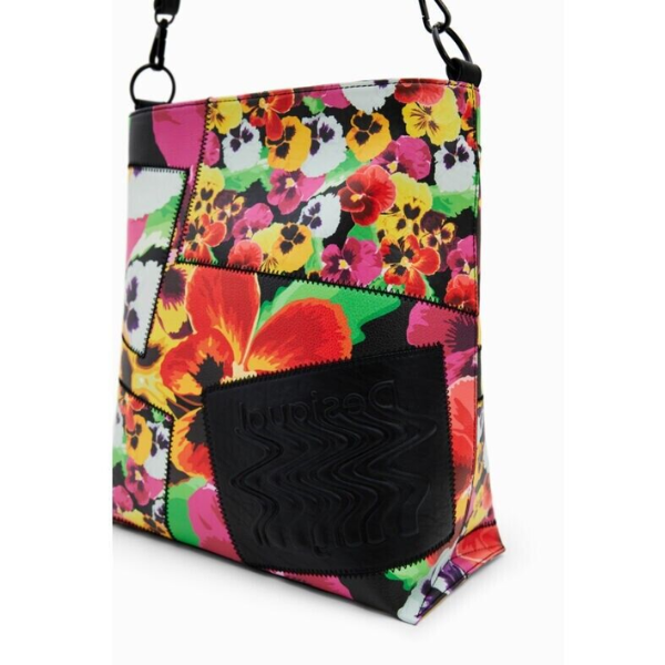 DESIGUAL – Bolso Bandolera Desigual Mika Butan Floral Mujer Grande Patchwork Shopper Multicolor - Imagen 8