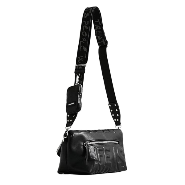 DESIGUAL – Bolso Bandolera Desigual Pompeya Venecia Negro 22SAXP34 - Imagen 4