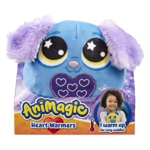 ANIMAGIC – Peluche Heart Warmers Perro Pequeño Cachorro Azul Calientacorazones Cambia de Color 14 cm